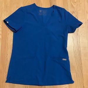 Fig v neck scrub top royal blue xs